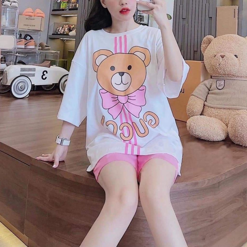 Đồ bộ nữ đồ mặc nhà đẹp dễ thương quần đùi Set đồ bộ nữ ngố thun cotton co giãn bigsize thể thao ESHOP BD06