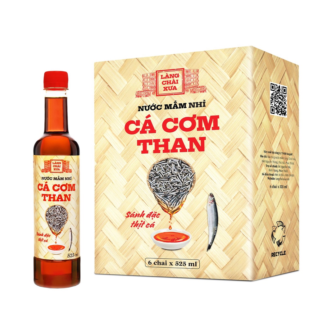 Mô tả Thùng 6 chai nước mắm nhỉ cá cơm than Làng Chài Xưa 525ml/chai sánh đặc thịt cá 300 năm truyền thống - 2