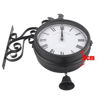 Glkwc Hai Mặt Đồng Hồ Treo Tường Sân Vườn Trang Trí Nhà Rỉ Đồng Hiệu Ứng Cockerel Họa Tiết Đồng Hồ Kim Loại Cổ Điển