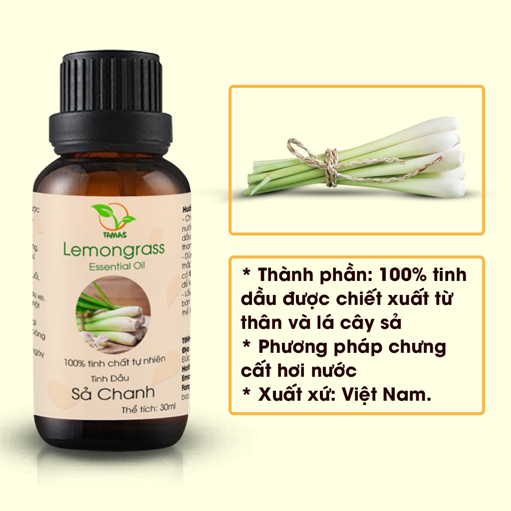 Ảnh Tinh dầu Sả Chanh nguyên chất TAMAS, Tinh dầu thơm phòng, treo xe ôtô dùng cho đèn xông, máy khuếch tán tinh dầu. 3