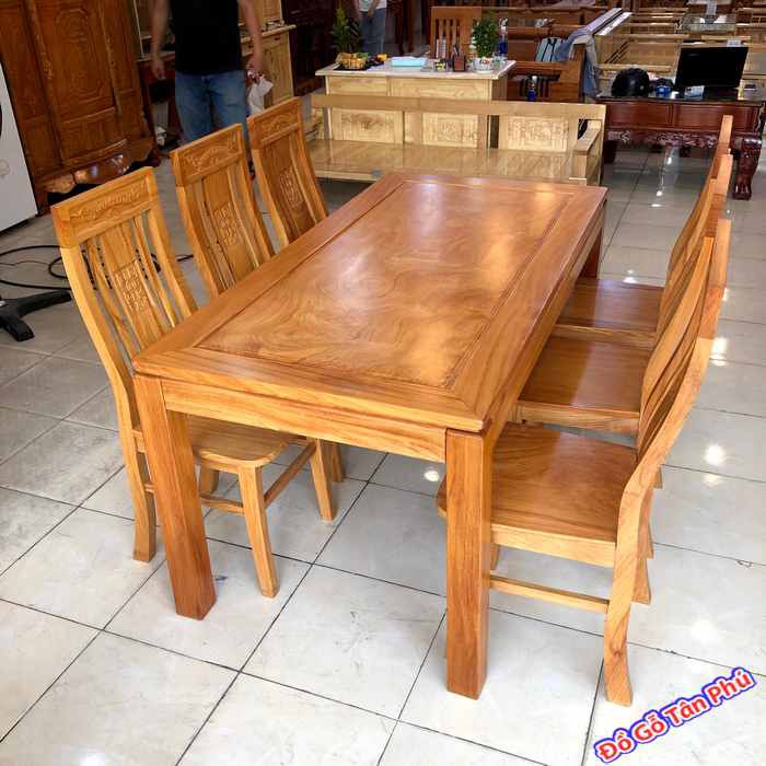 bộ bàn ăn 6 ghế gỗ gõ đỏ