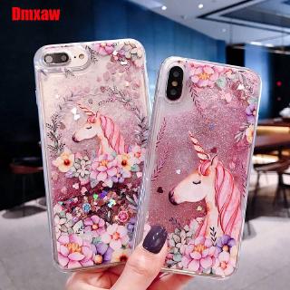 Vỏ Kỳ Lân Cho OPPO A57 A77 2022 A96 4G A76 4G A54 A94 4G A53 A33 A32 2020 A15 A15S Ốp Lưng Quicksand Liquid Unicorn Flamingo Lấp Lánh Bling Phim Hoạt Hình