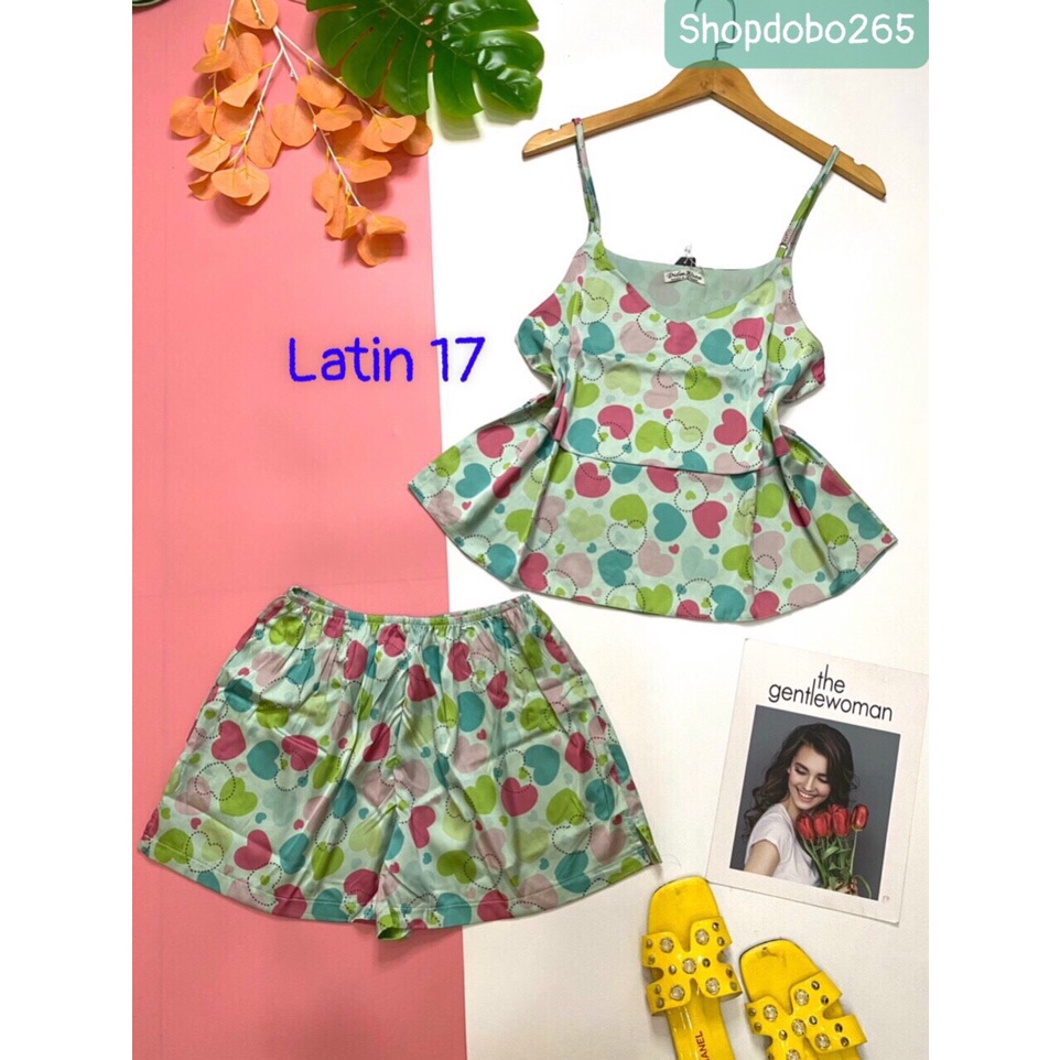 Đồ bộ nữ,đồ ngủ mặc nhà nữ đùi tầng vải latin cao cấp BN 46 họa tiết dễ thương size 45-57kg