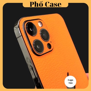 [Lưng + Viền ] Miếng dán lưng da màu cam cho iPhone 12- 17promax
