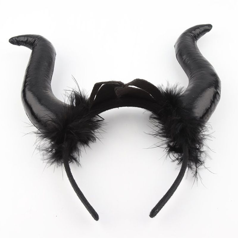 FL Ox Horn Headband Devil Horns Headband Halloween Demon Horn Halloween Tiaras