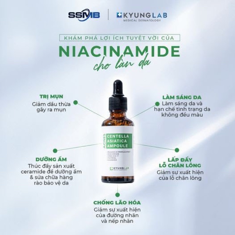 Tinh chất KYUNGLAB CENTELLA ASIATICA ENERGY AMPOULE giảm mụn, ngừa mụn, căng bóng