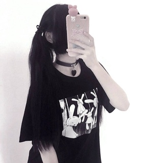 Áo Thun Nữ Y2k Goth Anime in hình Thỏ đáng yêu