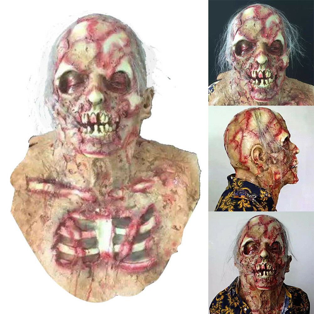 Mặt nạ Zombie Halloween Người lớn Cao su đẫm máu Đáng sợ Cực kỳ ghê tởm Mặt nạ kinh dị toàn mặt