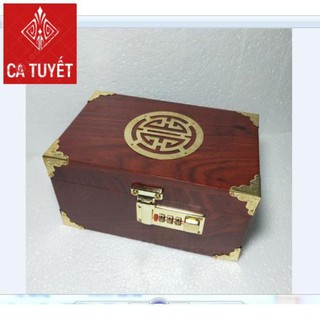 HỘP ĐỰNG TRANG SỨC, HỘP ĐỰNG CON DẤU GỖ HƯƠNG SIZE 19 KHÓA MÃ SỐ - ẢNH THẬT