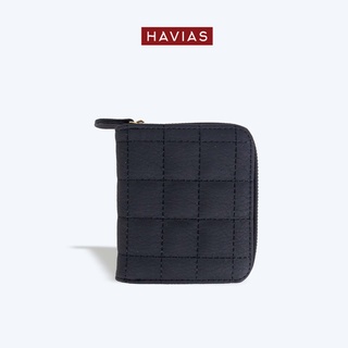 Ví Da gập đôi HAVIAS Da Bò thật Nappa khoá kéo Zipped SQUARE