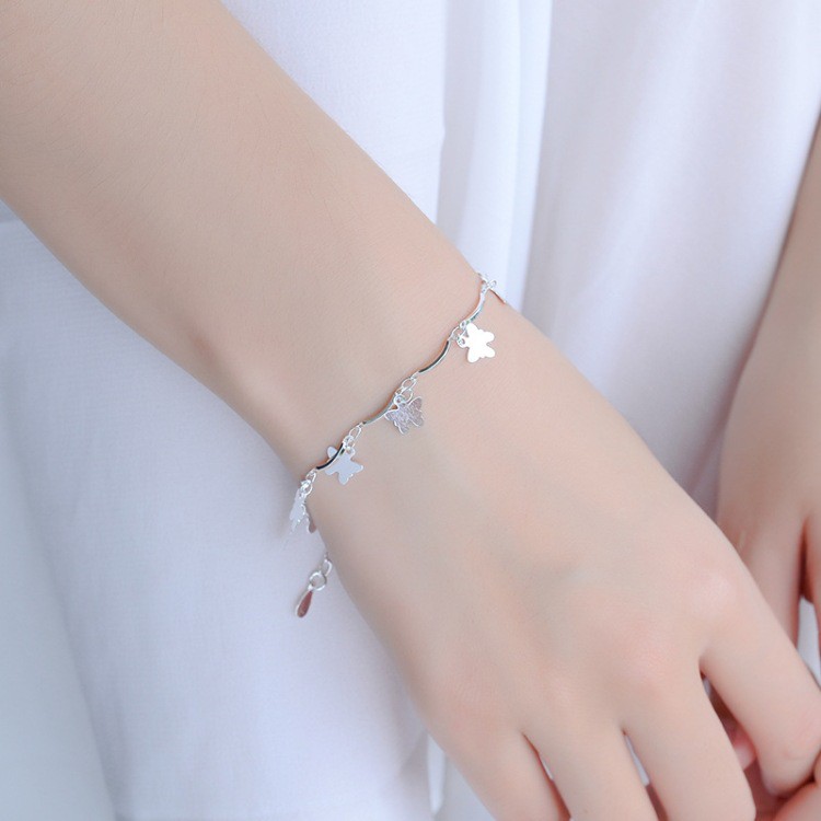 Lắc tay, Vòng tay bạc 925 phối họa tiết xinh xắn dành cho nữ phong cách thanh lịch nhẹ nhàng