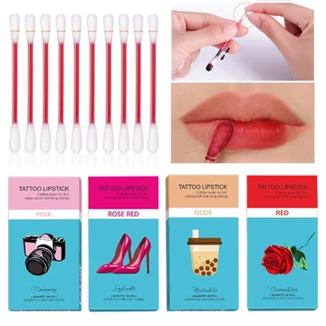 Lakerain Son Môi Thuốc Lá Cotton Swab Son Môi Di Động Chống Thấm Nước Chất Lỏng Chống Dính Cốc Hình Xăm Môi Son Tint