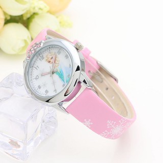 PS1 Bán dễ thương frozen Elsa trẻ em hoạt hình đồng hồ bé trai và bé gái Đồng hồ đông lạnh mặt số nhỏ đồng hồ thạch anh quà tặng đông lạnh B