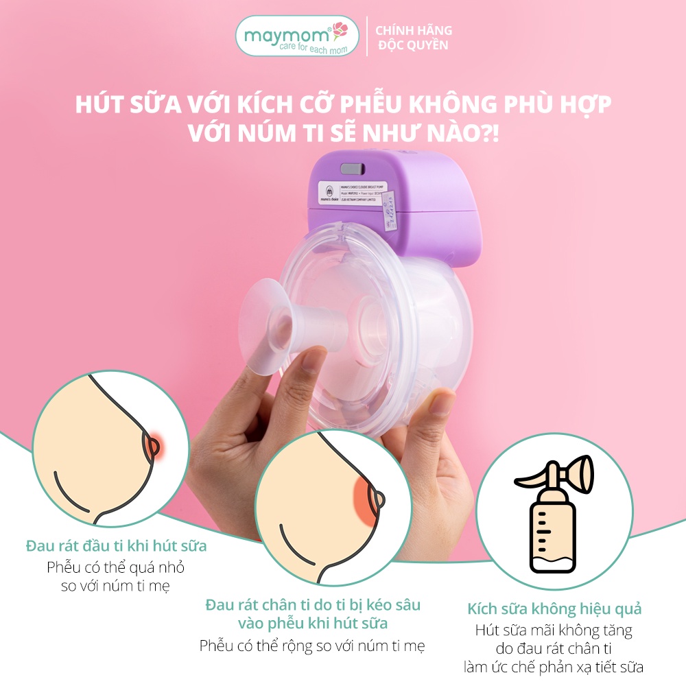 Ảnh Trợ Phễu Maymom Size 13-15-17-19-21mm, Đệm Giảm Hạ Size Phễu Hút Sữa, Cup Vắt Sữa, Chất Liệu Silicone Êm Ái và An Toàn 3
