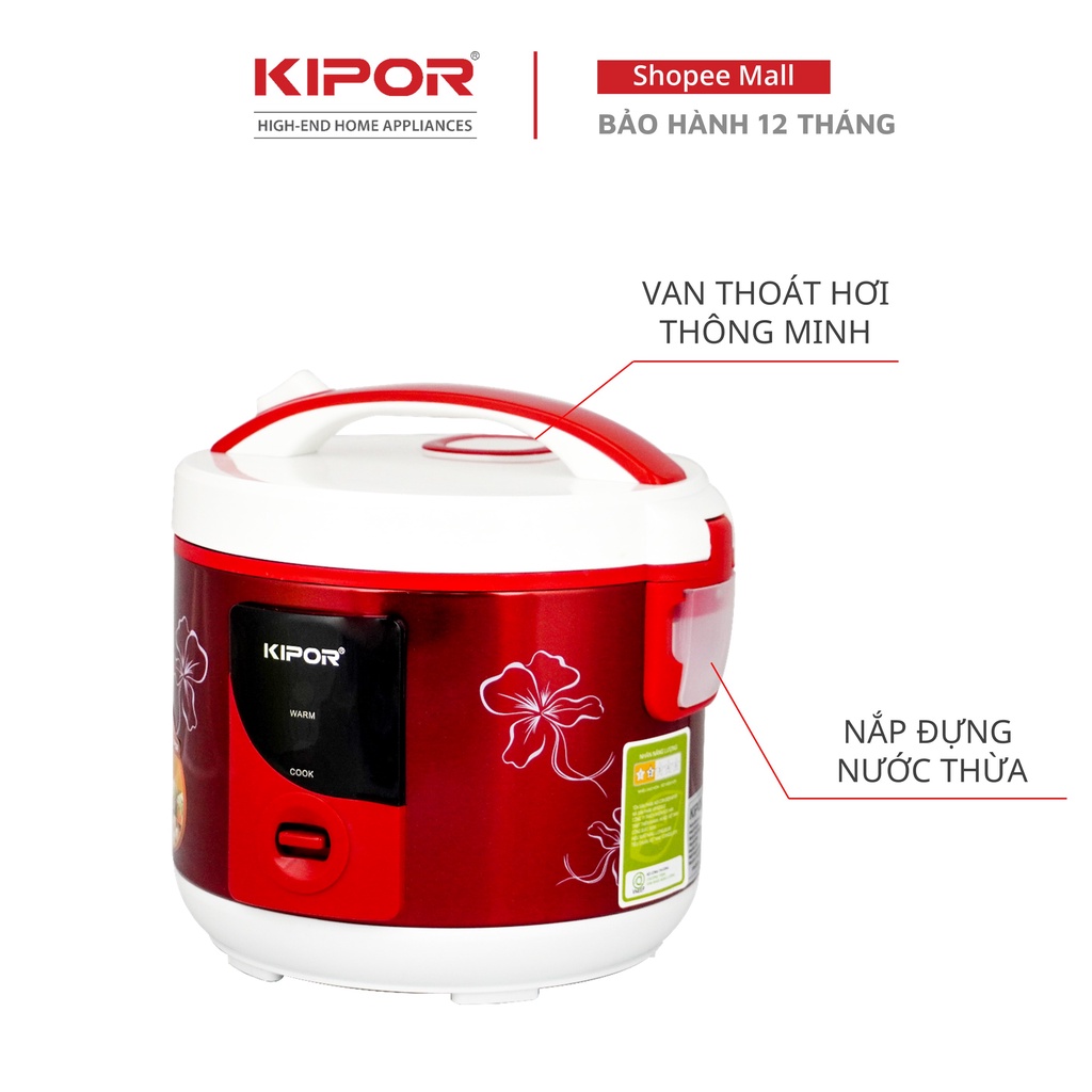Ảnh Nồi cơm điện KIPOR KP-N25912 - 1.2L - Phủ chống dính HOÀNG KIM, Nồi cơm có tặng kèm vỉ hấp - Bảo hành tại nhà 12 tháng 3