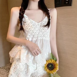 GODD Nữ Boho Rỗng Móc Không Tay Cho Xe Tăng Thêu Ngọt Ngào Ren Hoa Chắp Vá Camisole Xếp Ly loe viền S