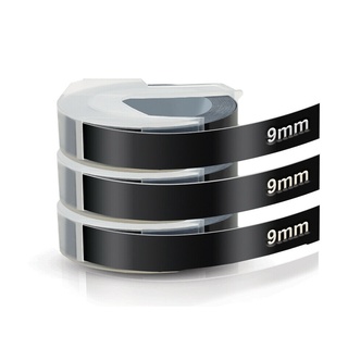 Set 3 Cuộn Băng Keo Dập Nổi Bằng Nhựa 3D 9mm x 3m E-101 E-3033D 12965 18016