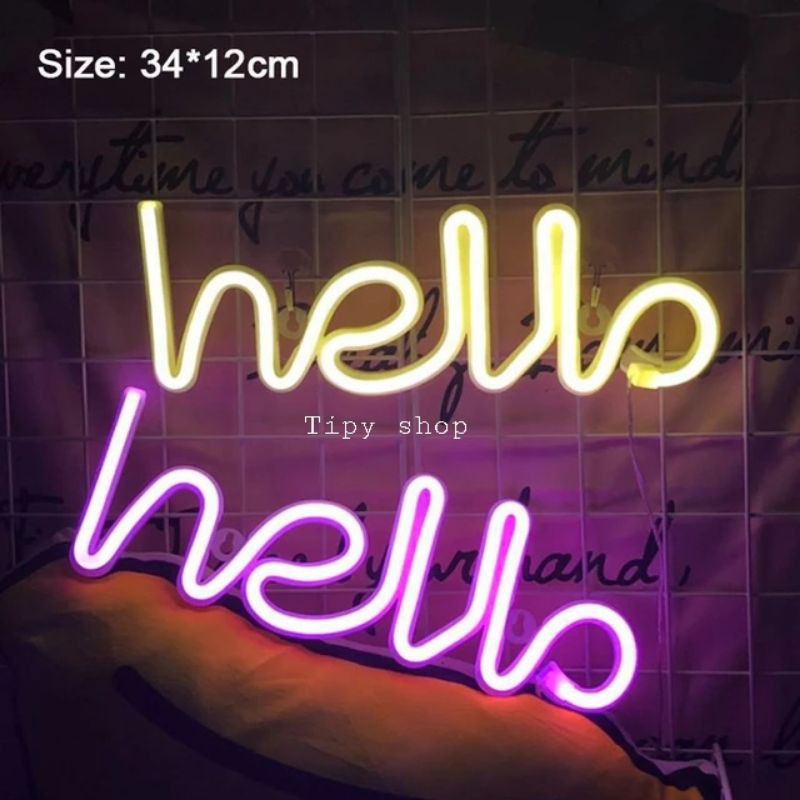 Đèn neon light chữ HELLO màu vàng / màu hồng độc đáo | Shopee Việt Nam