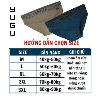 Quần lót nam cao cấp cotton kháng khuẩn JACKIES M07, 1 chiếc quần sịp nam tam giác chính hãng Việt Nam 40kg-90kg,che tên
