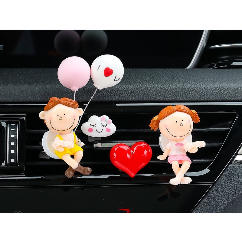 Trang trí kẹp cửa gió điều hòa ô tô set tình nhân vô cùng dễ thương có tặng kèm sáp thơm