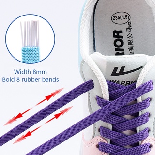 1 Cặp Không Dây Buộc Dây Giày Dây Đàn Hồi Giày Thể Thao Chiều Rộng 8MM Dây Cao Su Phẳng Trẻ Em Người Lớn Ren Nhanh Dây Thể Thao Lười Dây Giày