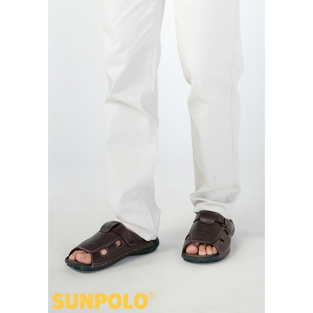 Ảnh Dép quai ngang nam da bò SUNPOLO DQN003 2