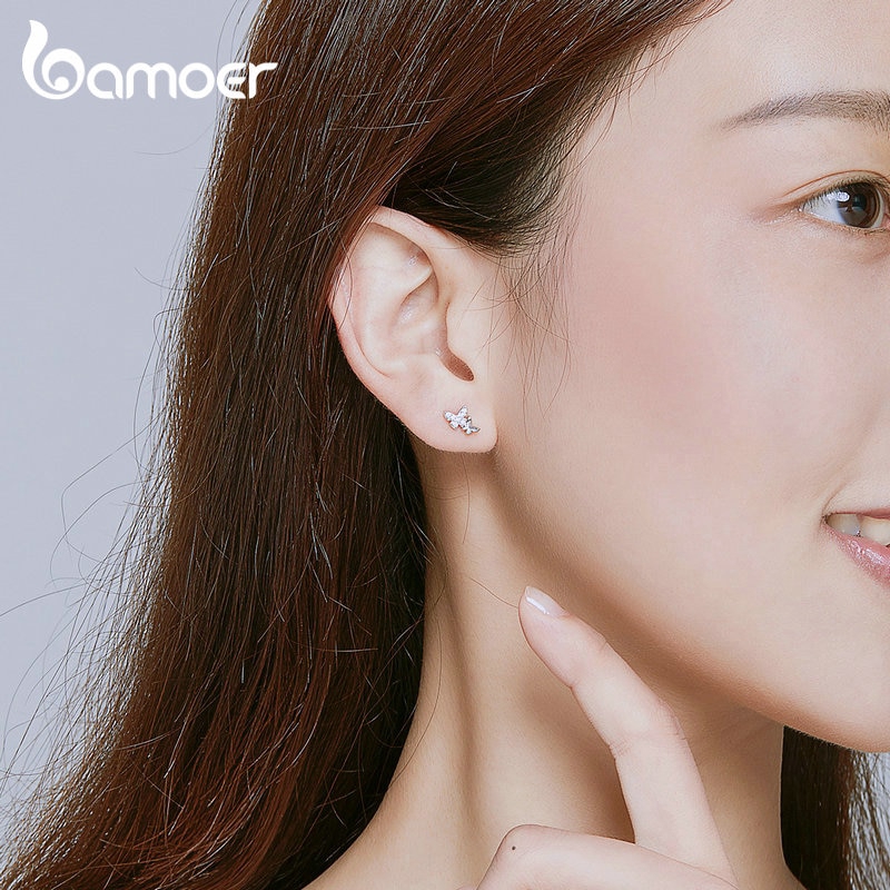 Bamoer Bông Tai Bạc 925 Hình Bươm Bướm Thời Trang Cho Cặp Đôi bse236