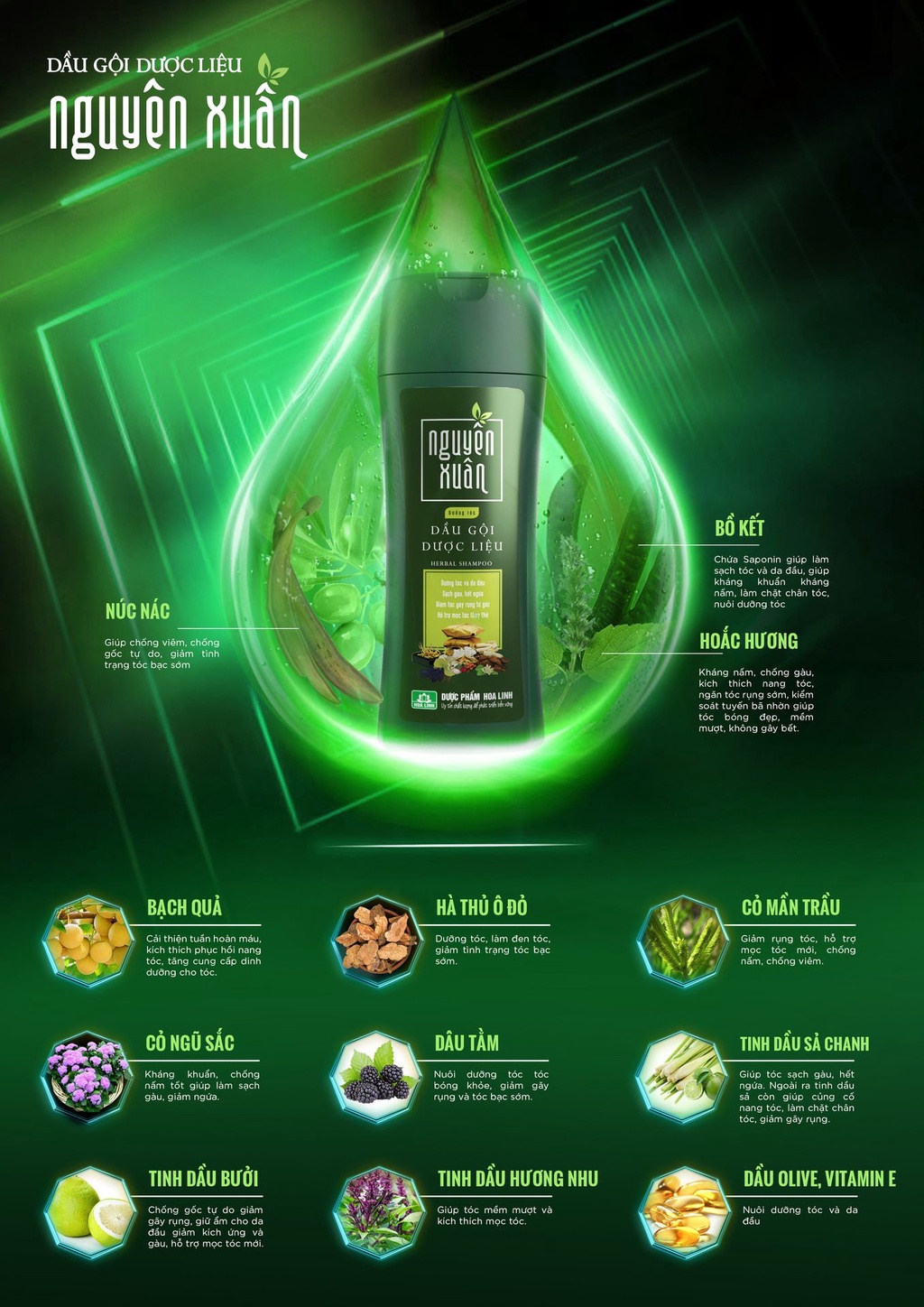 Mô tả Combo Dầu gội 200ml và Dầu xả 150ml Nguyên Xuân Xanh dưỡng tóc chuyên sâu - 1
