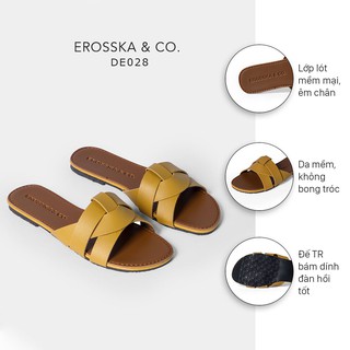Dép nữ thời trang đế bằng Erosska đan chéo đế bệt DE028