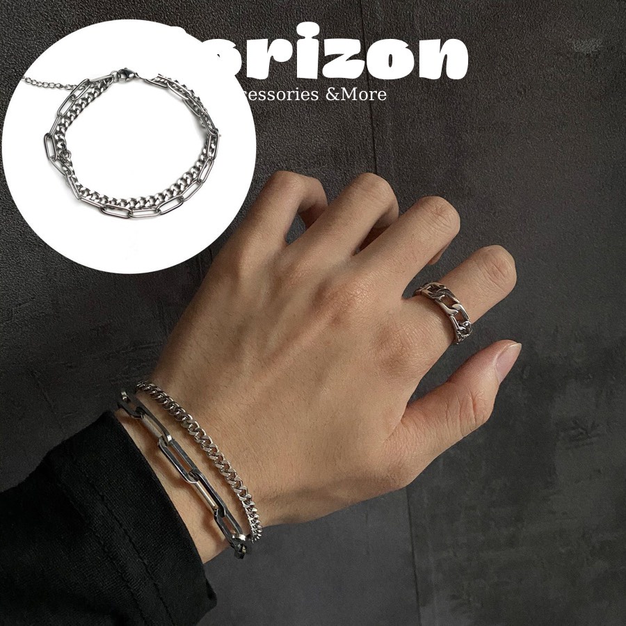 Vòng Tay Lắc Tay Nam Nữ Hai Lớp Titan Không Gỉ Phong Cách Hiphop Hoang Dã - Horizon
