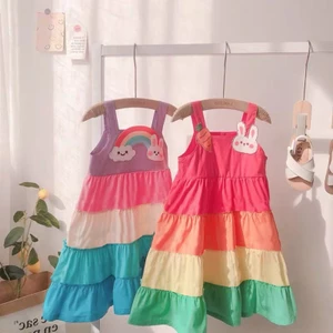 Váy bé gái cầu vồng sắc màu TB24 TN25 Đầm bé gái 2 dây