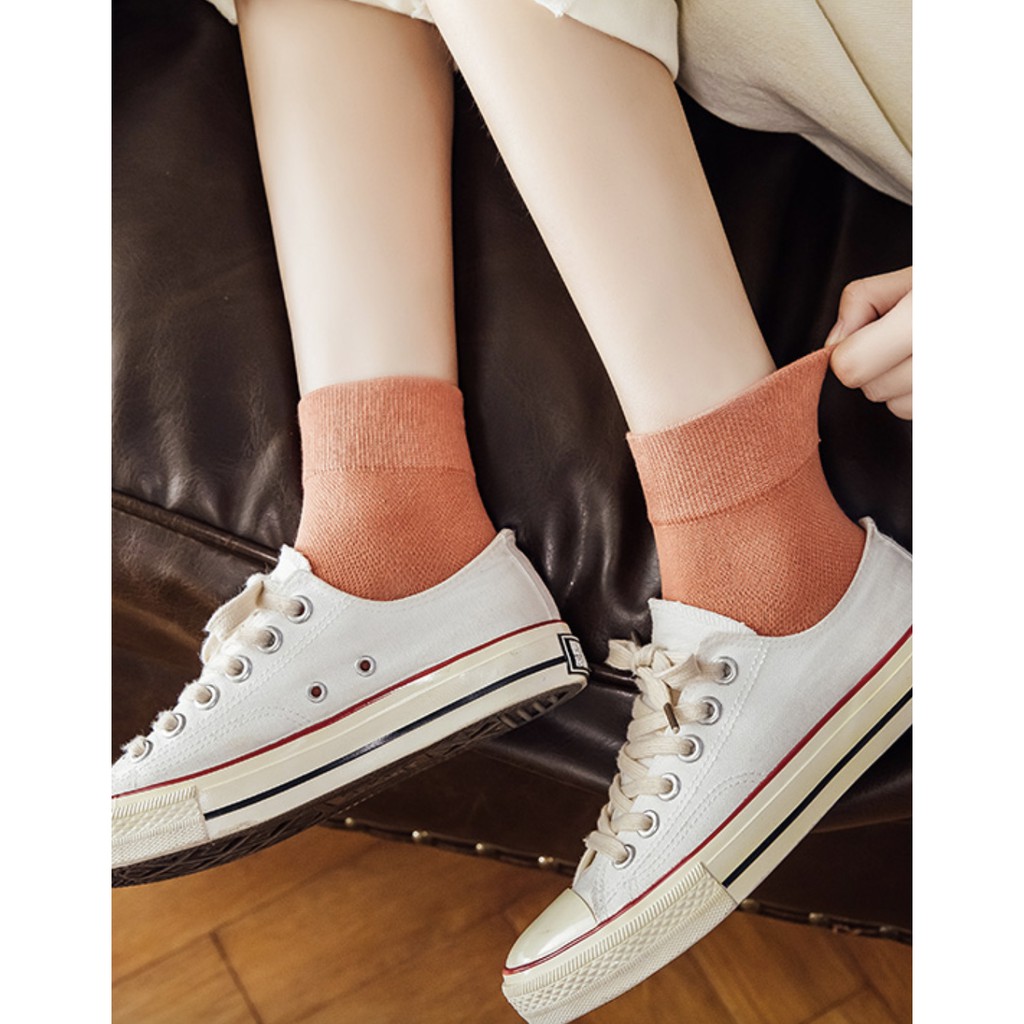 Ảnh Tất trơn cổ lỡ MINION CLOTHING nhiều màu co giãn, phong cách Retro Unisex Vintage S2902 4
