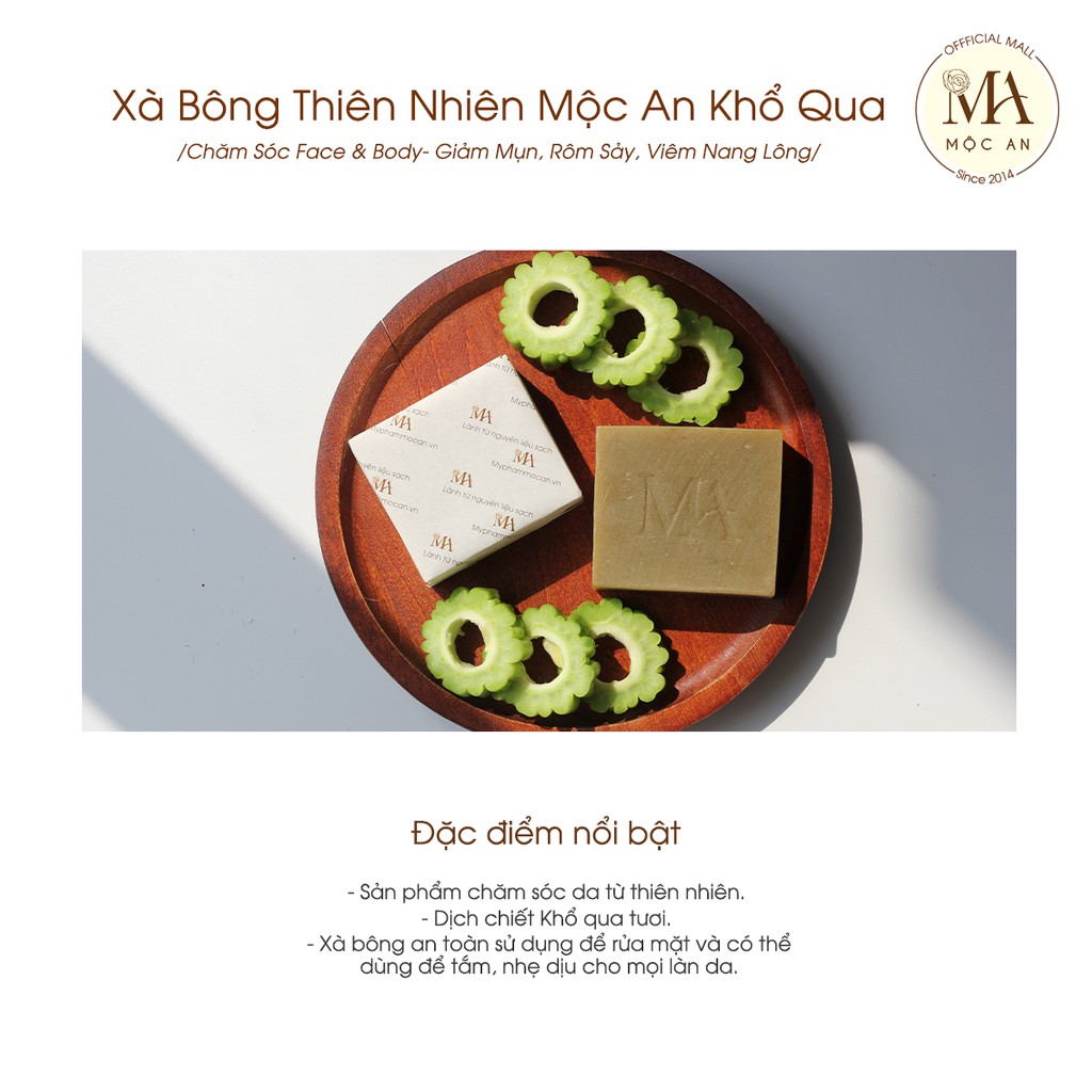 Ảnh Xà Bông Thiên Nhiên Mộc An Khổ Qua Chăm Sóc Face & Body- Giảm Mụn, Rôm Sảy Handmade 100g 3