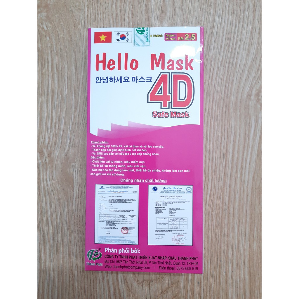 1 HỘP KHẨU TRANG 4D HELLO MASK MÀU HỒNG (10CAI) | Shopee Việt Nam