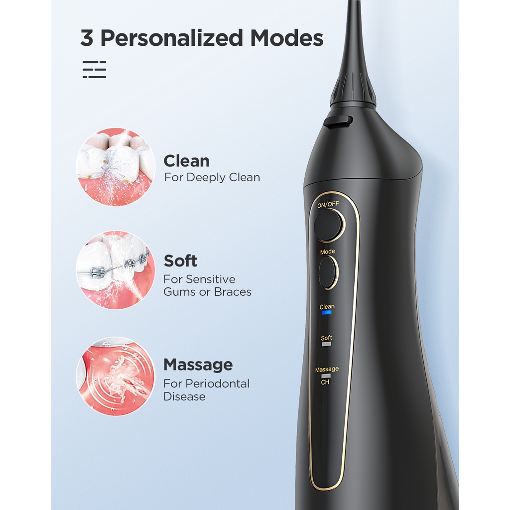 Ảnh Máy tăm nước FAIRYWILL cầm tay 5020E có 8 đầu vòi thay thế với bể nước 300mL tiện dụng 2