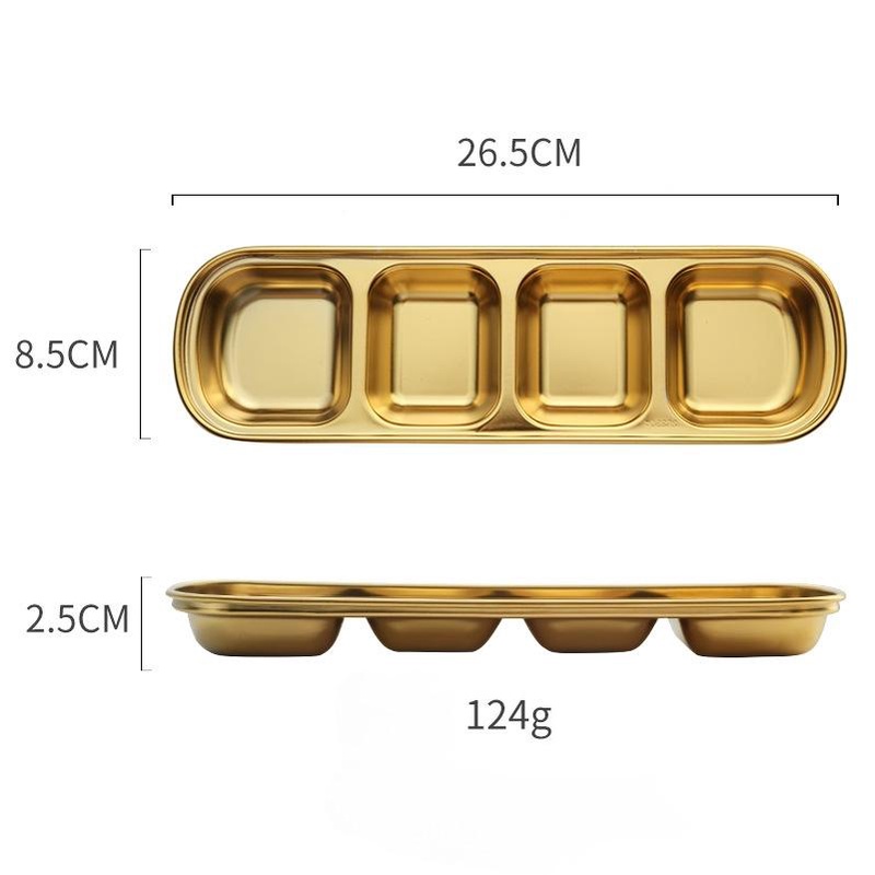 Khay INOX Nhiều Ngăn , Đĩa Nước Chấm Đựng Gia Vị 3, 4 Ngăn Chén Inox Mạ Nhỏ Để Dụng Cụ Y Tế 3006