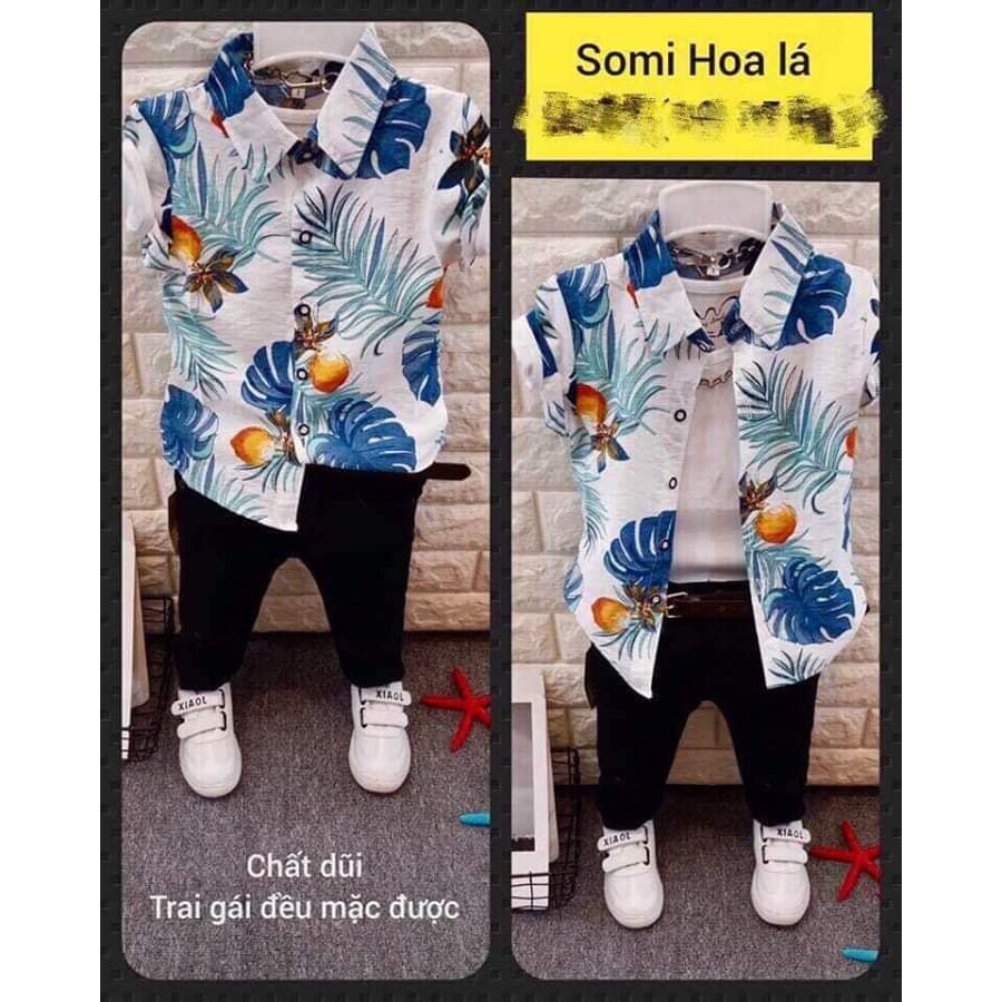 ( Xả kho )Áo sơ mi họa tiết hoa lá cho bé từ 1 đến 6 tuổi
