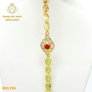 Vòng Tay, Lắc Tay Nữ Mặt Đính Đá Xi Mạ Vàng Non Cao Cấp - Trang Sức Hava Hong Kong - HVLT95