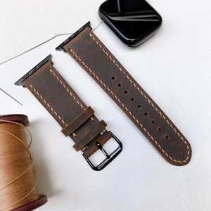 Dây đeo Apple Watch da bò 2 lớp nâu đậm, đủ seri 1,2,3,4,5,6... 38mm,40mm,42mm,44mm