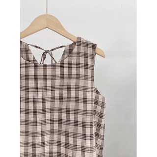 Đầm caro cộc tay thiết kế Midi Dress Ma Vie