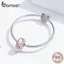 Hạt charm Bamoer hình tròn phối đá phụ kiện làm trang sức thời trang DIY