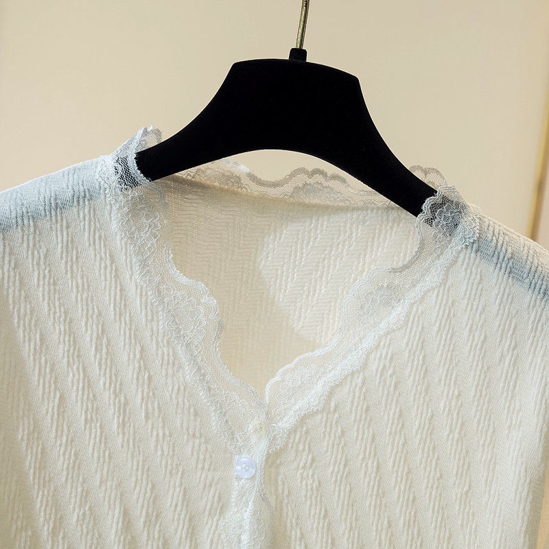 Áo Khoác Cardigan Ren Mỏng Tay Dài Chống Nắng Thời Trang Mùa Hè Cho Nữ
