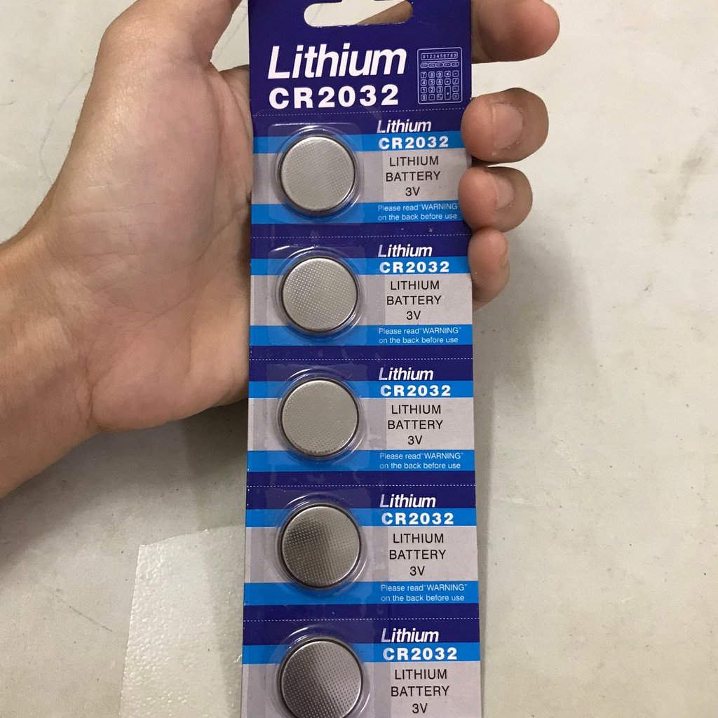 Vỉ 5 viên pin cúc áo tròn nhỏ CR2032 dùng cho các thiết bị điện tử đồng ...