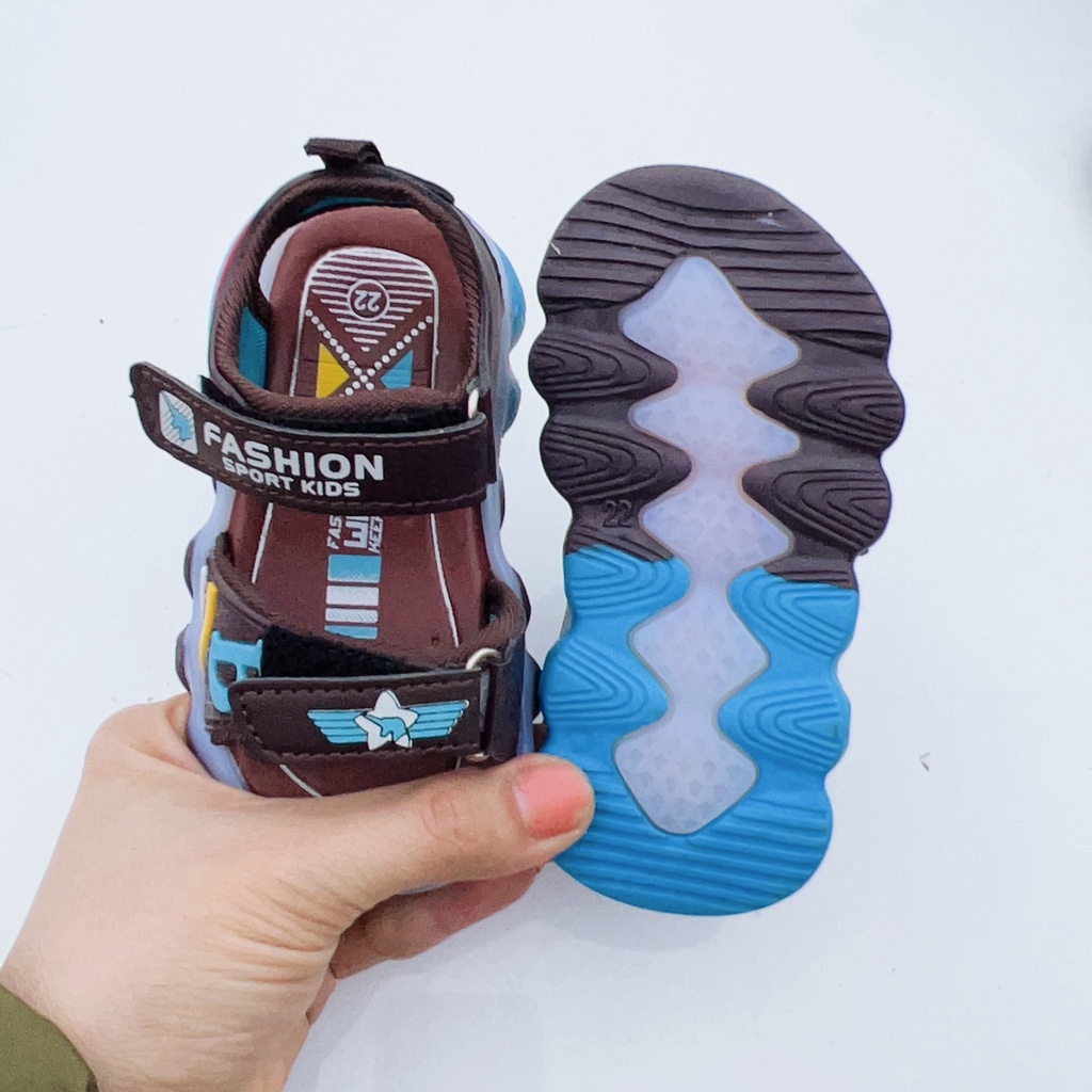 TL không đèn led sandal bé trai - dép quai hậu cho bé NB có quai dán tùy chỉnh da mềm, đế êm F2 ( có video & ảnh thật)