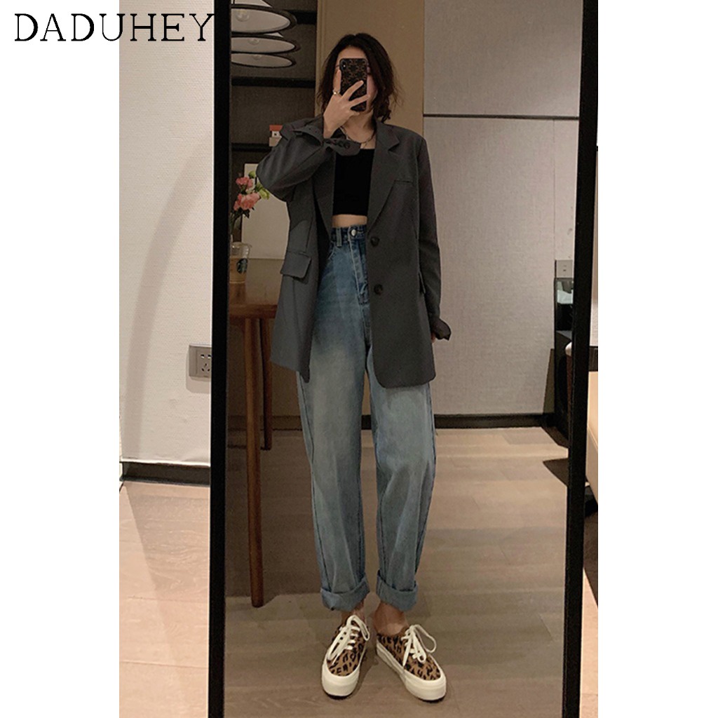 Ảnh Daduhey Quần jean nữ ống rộng cạp cao cá tính thời trang mùa thu 2