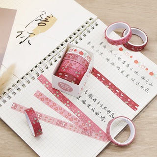 Set 5 Cuộn Băng Keo Giấy Washi Họa Tiết Hình Học Cổ Điển Trang Trí Sổ Tay