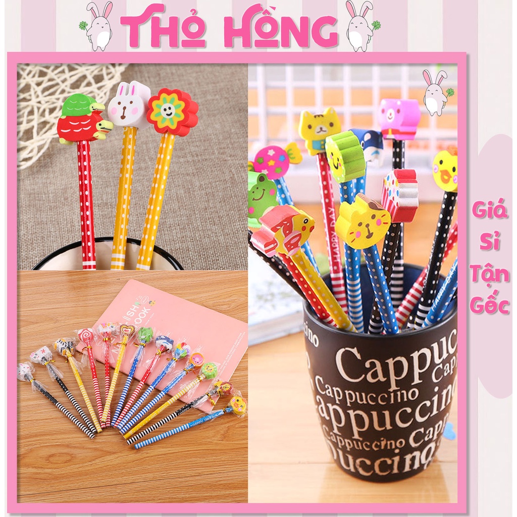 ✏️ COMBO 3 BÚT CHÌ KÈM TẨY DỄ THƯƠNG – KÍCH THƯỚC 20CM 🎀