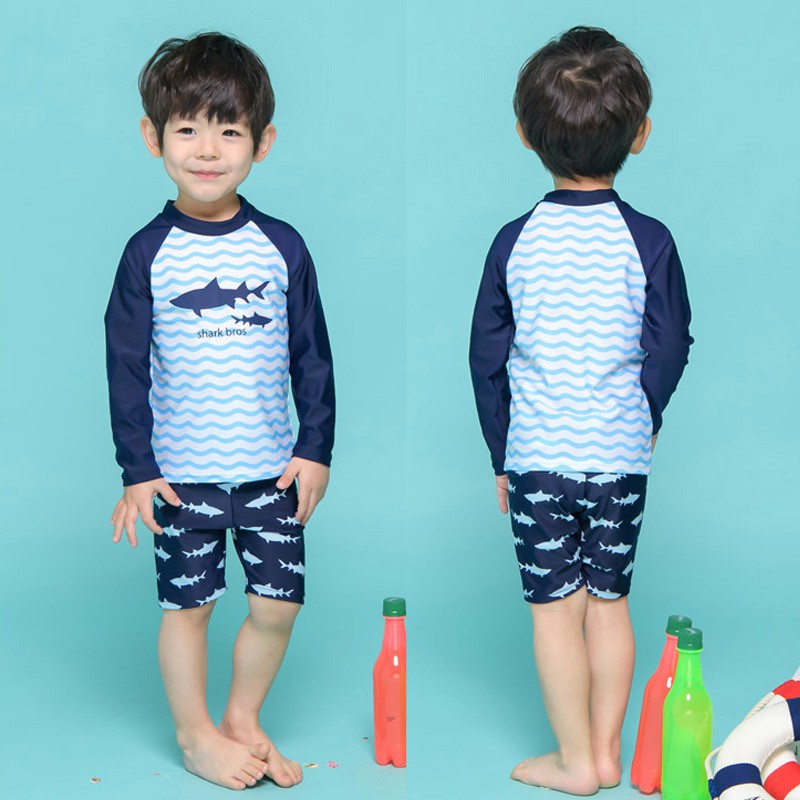 Đồ bơi trẻ em dài tay cho bé trai kèm quần lửng mẫu cá mập SPORTY SW334
