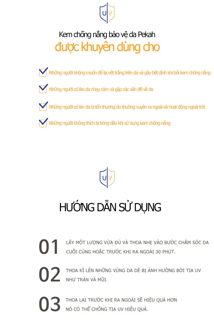 Mô tả Kem chống nắng vật lý PEKAH Hàn Quốc bảo vệ khỏi tia nâng tone nhẹ UV  Skin Protect UV Sun Block SPF 50+ PA+++ 70ml - 6