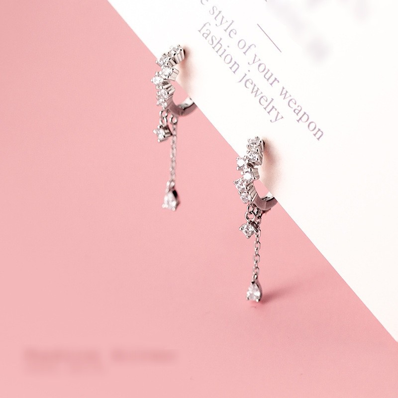 Ảnh Khuyên Tai Bạc Nữ DẾ BẠC 925 Đính Đá Lấp Lánh Kiểu Dáng Hàn Quốc Quà Tặng Người Yêu Bạn Gái K6023 2